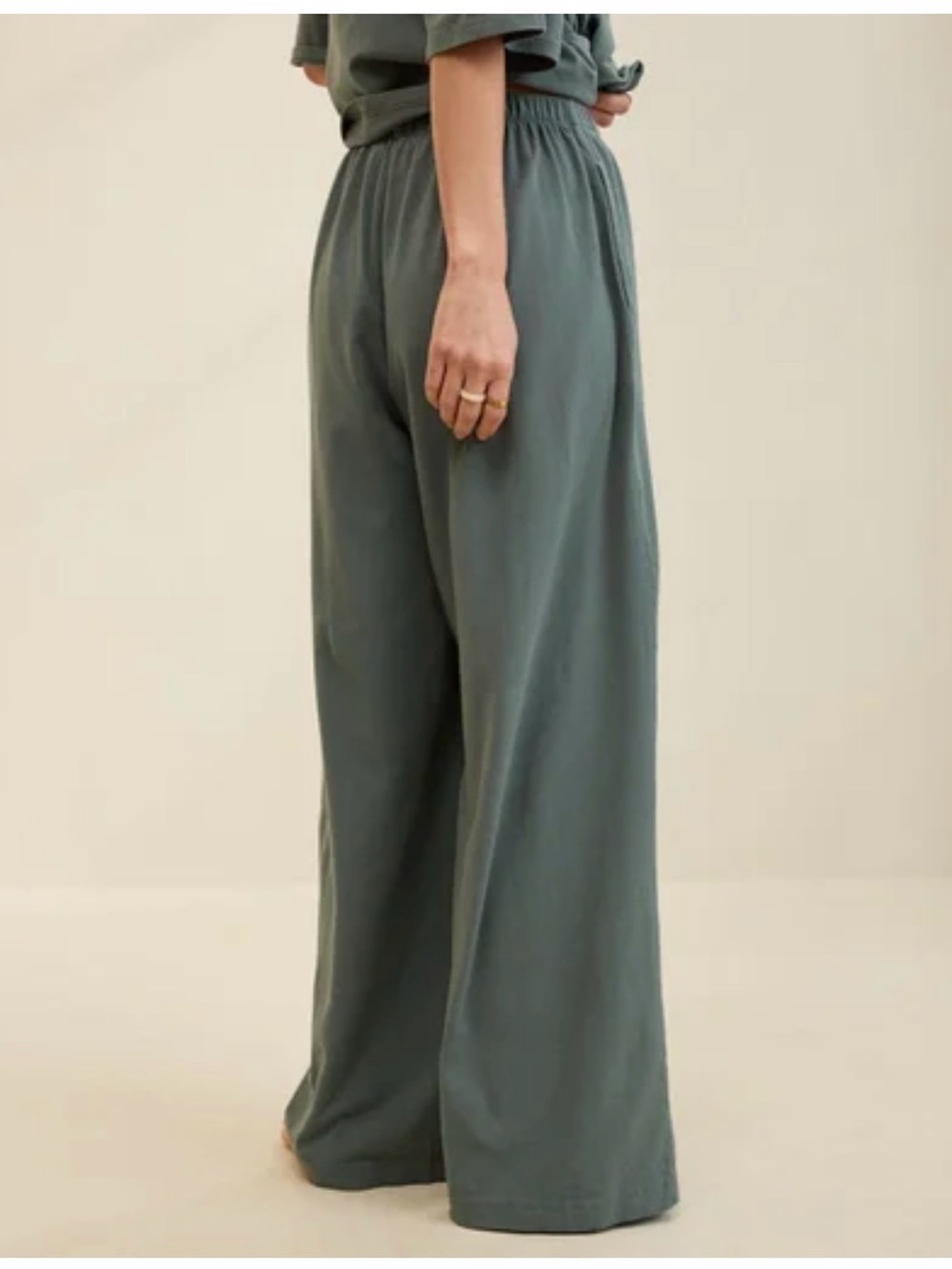 Aerie wide leg pleated olive green linen blend relaxed Fit trouser NWT small